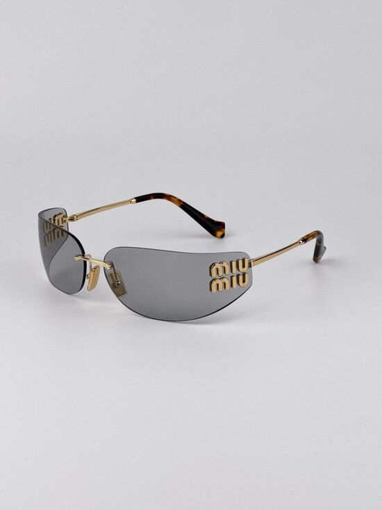 Miu Miu Women’s Sunglasses – Gold Grey Rectangle Rimless (MUA51S 5AK50K) main image 9